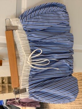 Lovers + Friends Blue and White Striped Bubble Skort